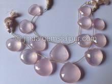 Rose Quartz Far Faceted Heart Shape Beads